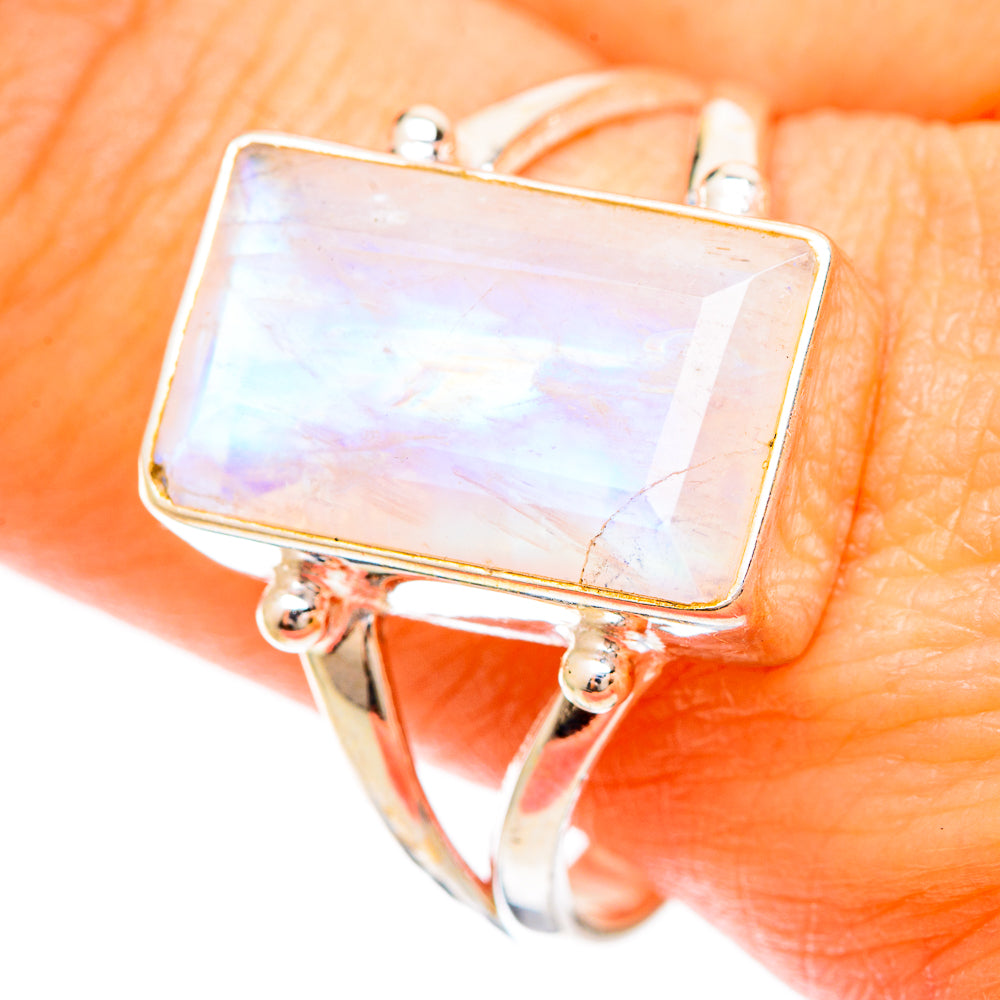 Rainbow Moonstone Rings handcrafted by Anasilvercos - RING109314