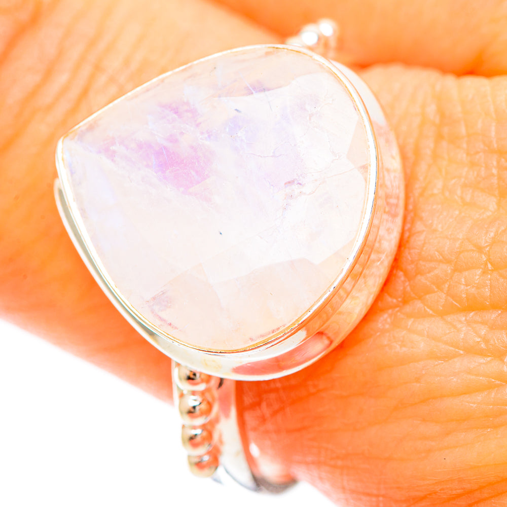 Rainbow Moonstone Rings handcrafted by Anasilvercos - RING109315