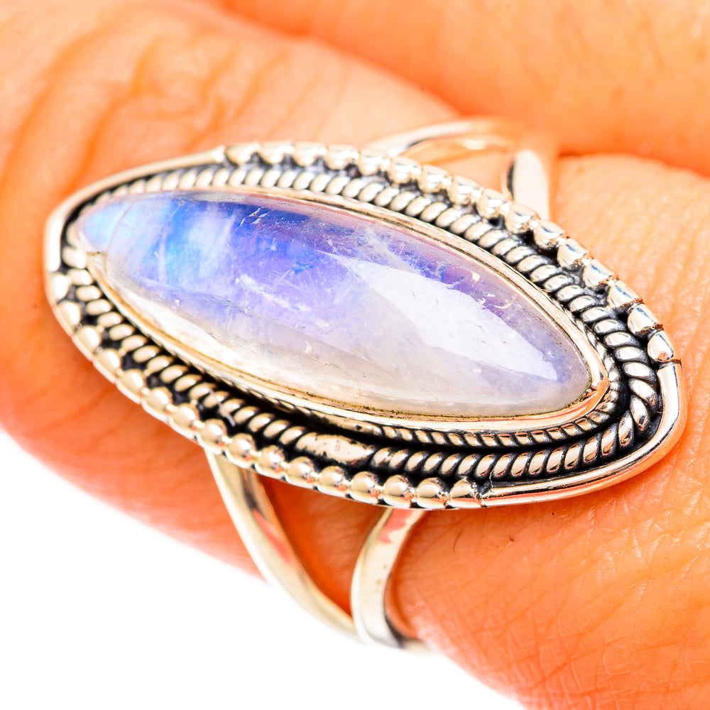 Rainbow Moonstone Rings handcrafted by Anasilvercos - RING109317
