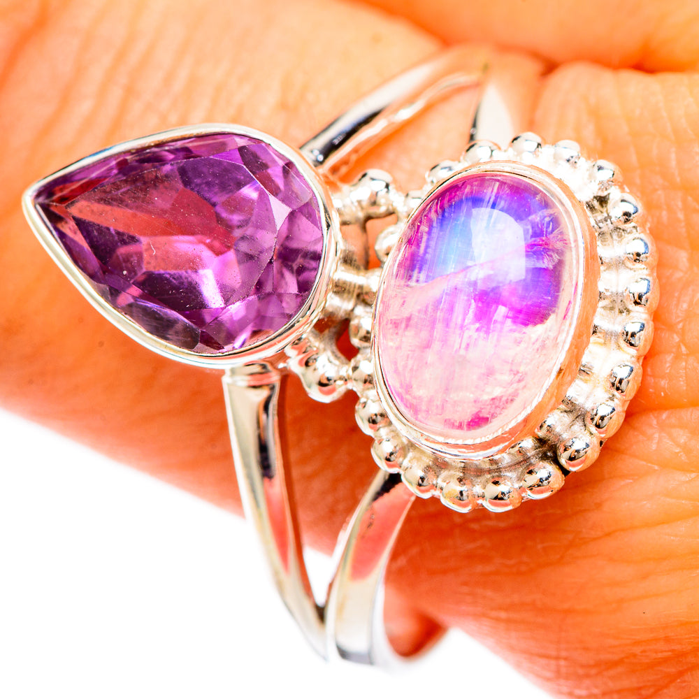 Pink Moonstone Rings handcrafted by Anasilvercos - RING109318