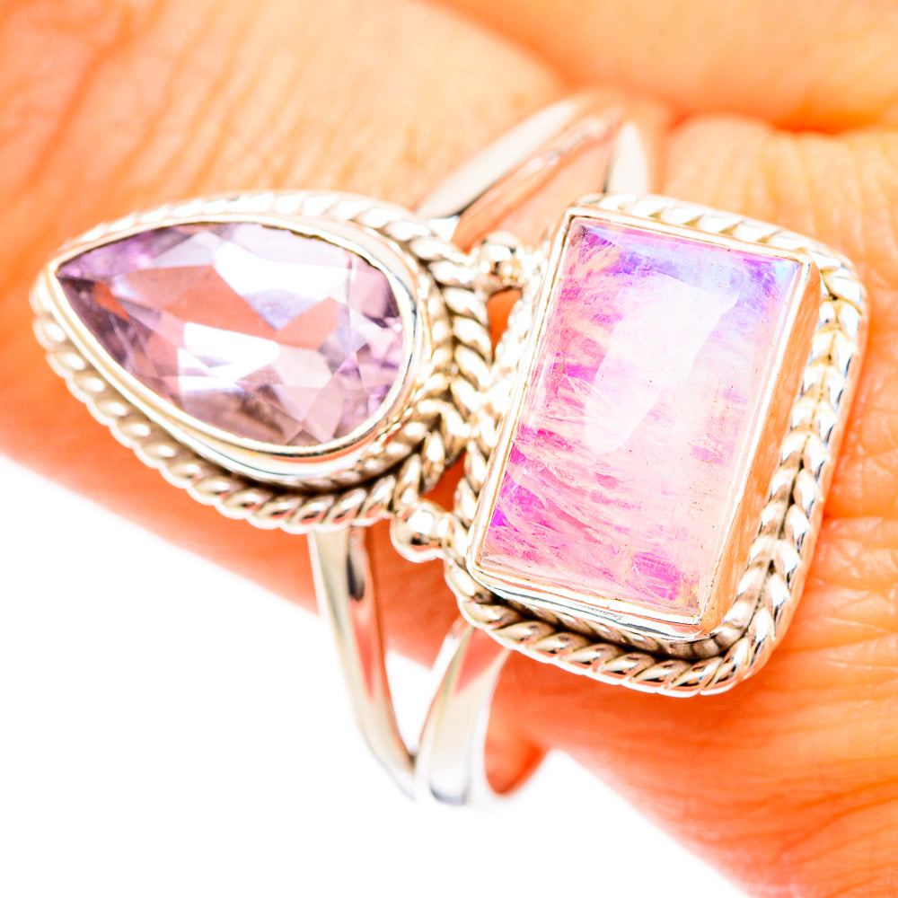 Pink Moonstone Rings handcrafted by Anasilvercos - RING109320