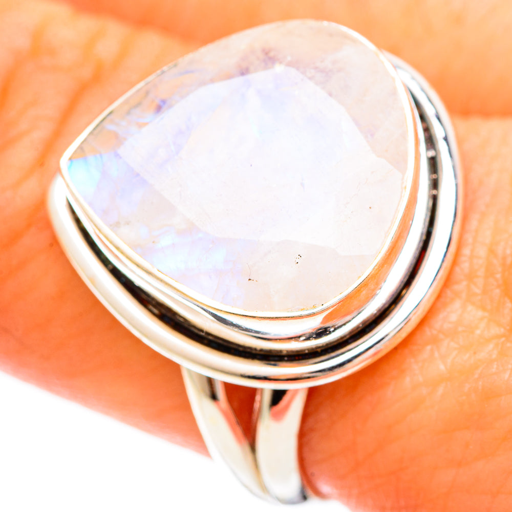 Rainbow Moonstone Rings handcrafted by Anasilvercos - RING109343