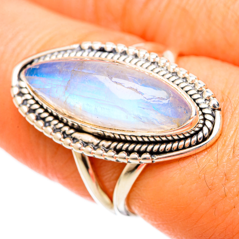 Rainbow Moonstone Rings handcrafted by Anasilvercos - RING109346