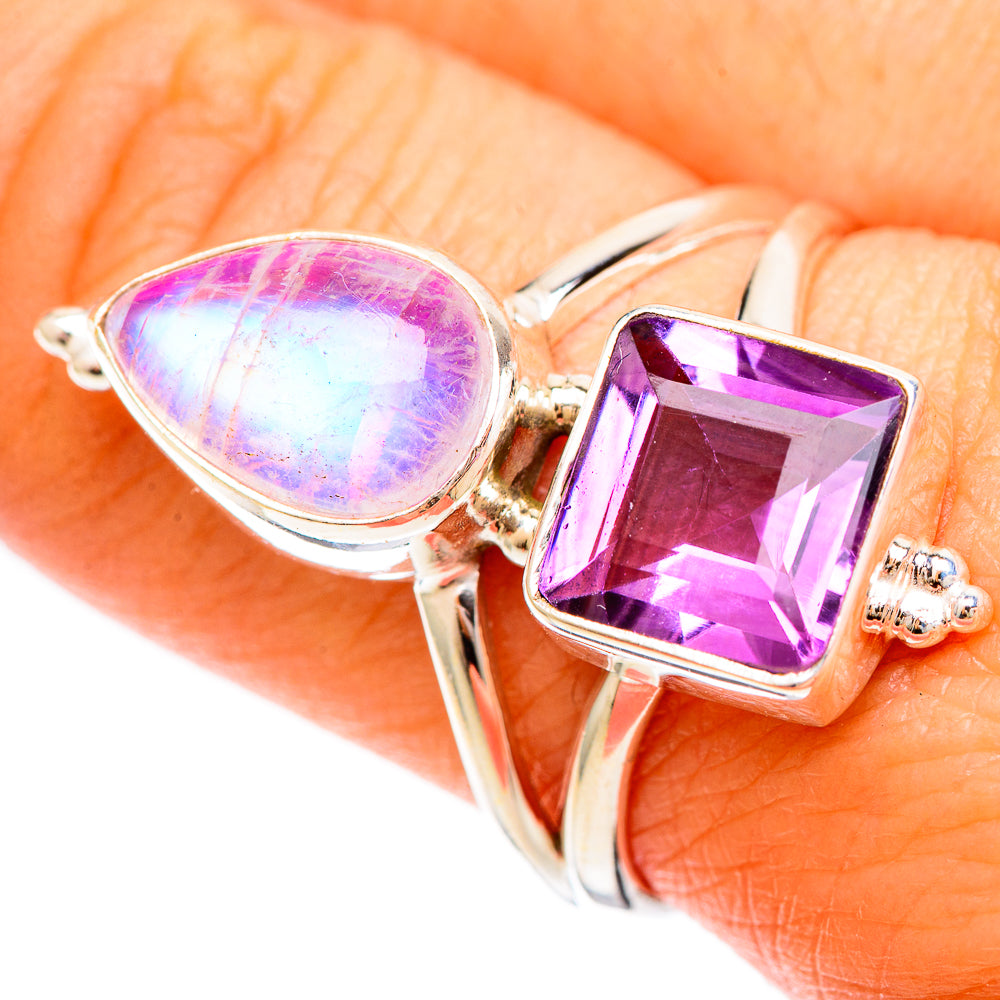 Pink Moonstone Rings handcrafted by Anasilvercos - RING109349