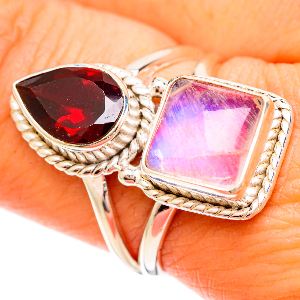 Pink Moonstone Rings handcrafted by Anasilvercos - RING109350