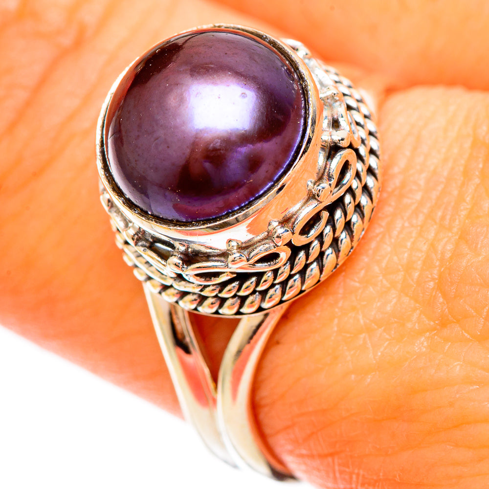 Titanium Pearl Rings handcrafted by Anasilvercos - RING109368