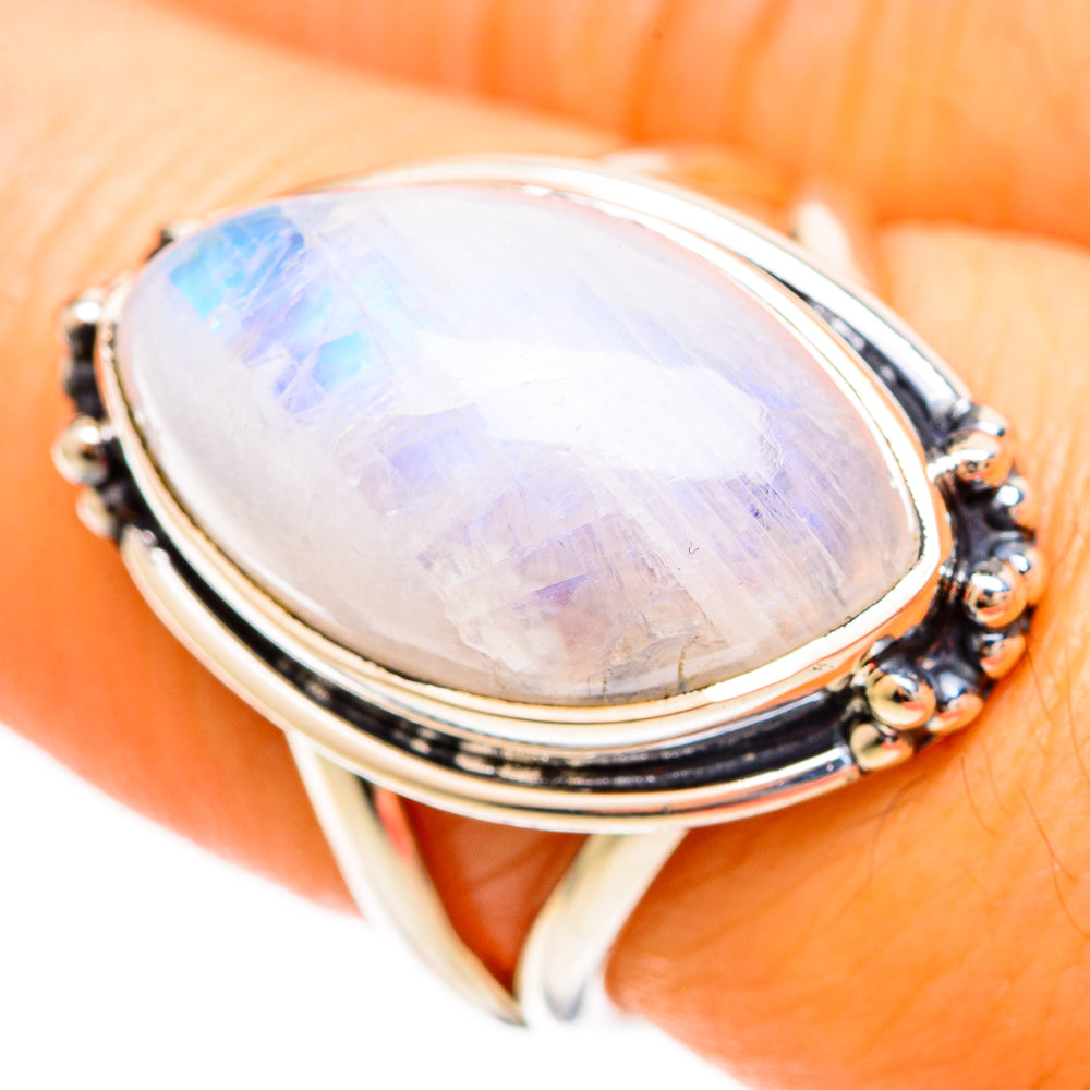 Rainbow Moonstone Rings handcrafted by Anasilvercos - RING109374