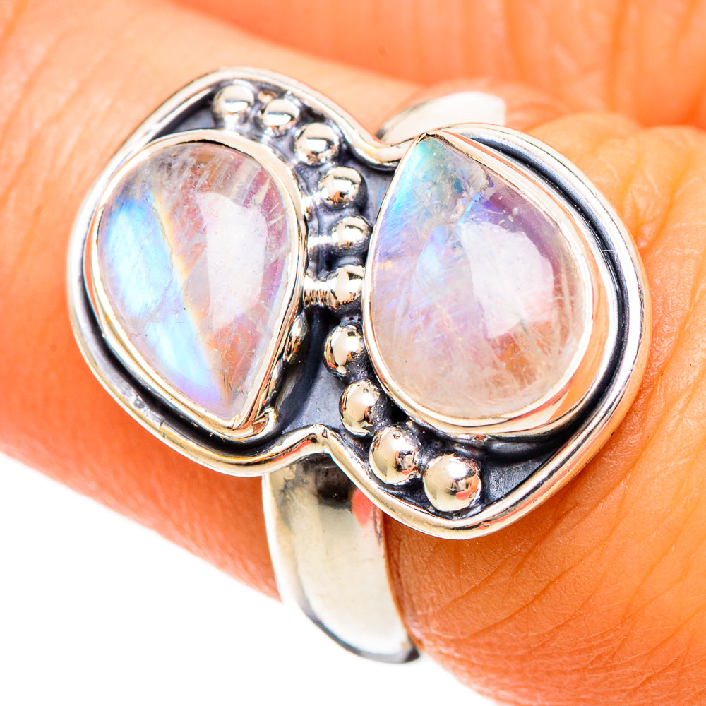 Rainbow Moonstone Rings handcrafted by Anasilvercos - RING109378