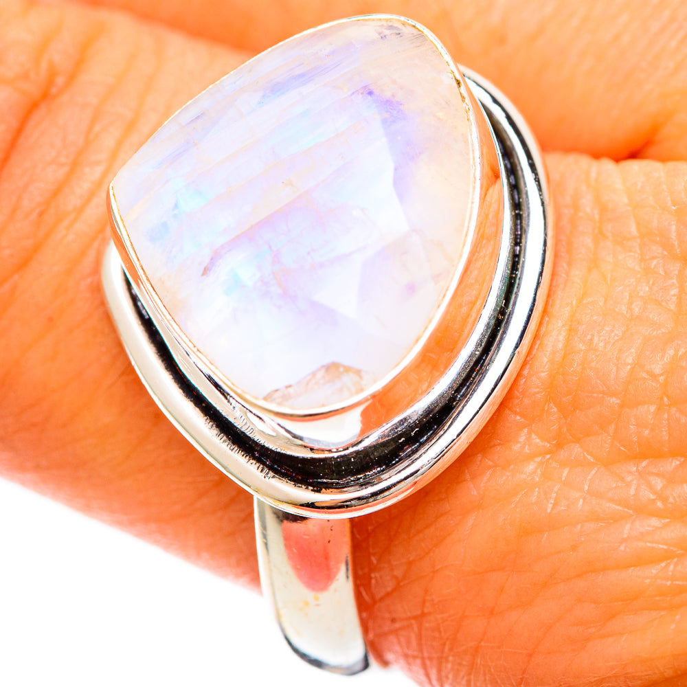 Rainbow Moonstone Rings handcrafted by Anasilvercos - RING109379