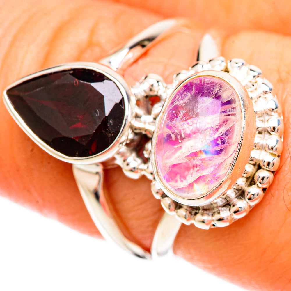 Pink Moonstone Rings handcrafted by Anasilvercos - RING109381