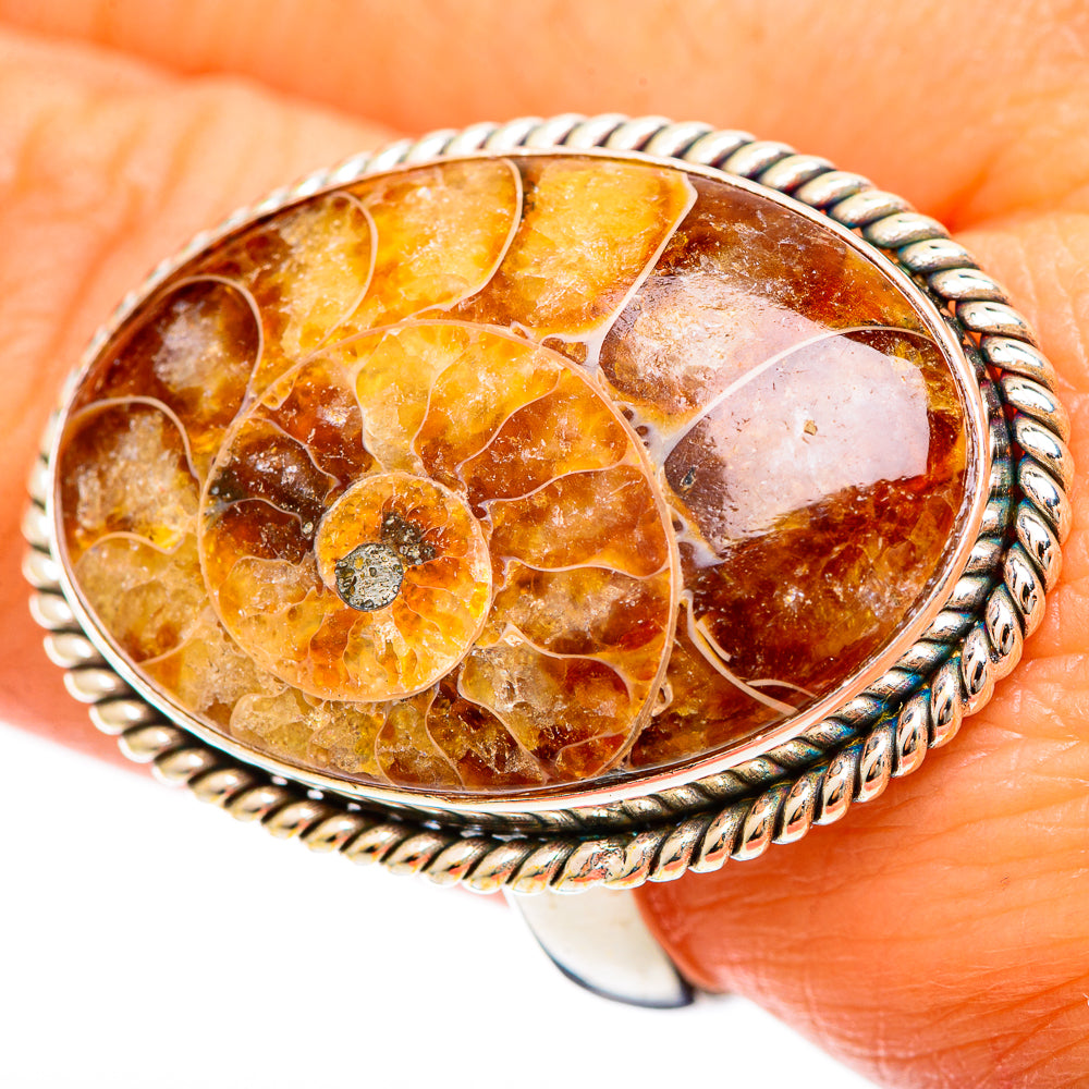 Ammonite Fossil Rings handcrafted by Anasilvercos - RING109429