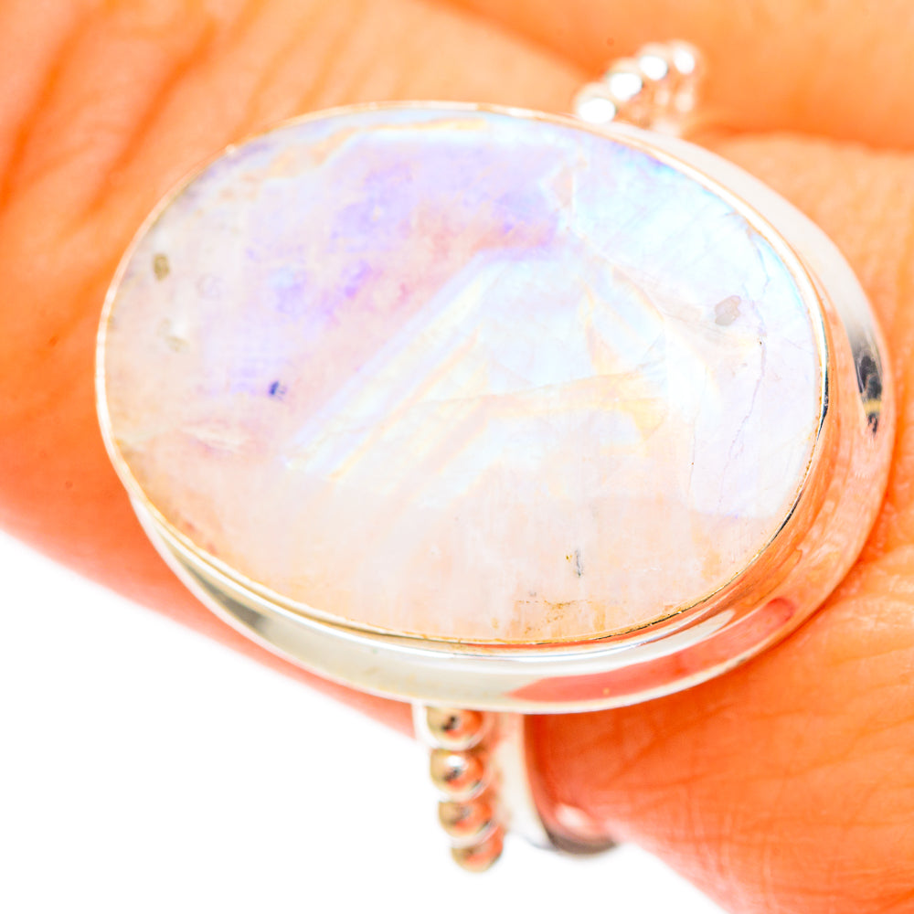 Rainbow Moonstone Rings handcrafted by Anasilvercos - RING109447