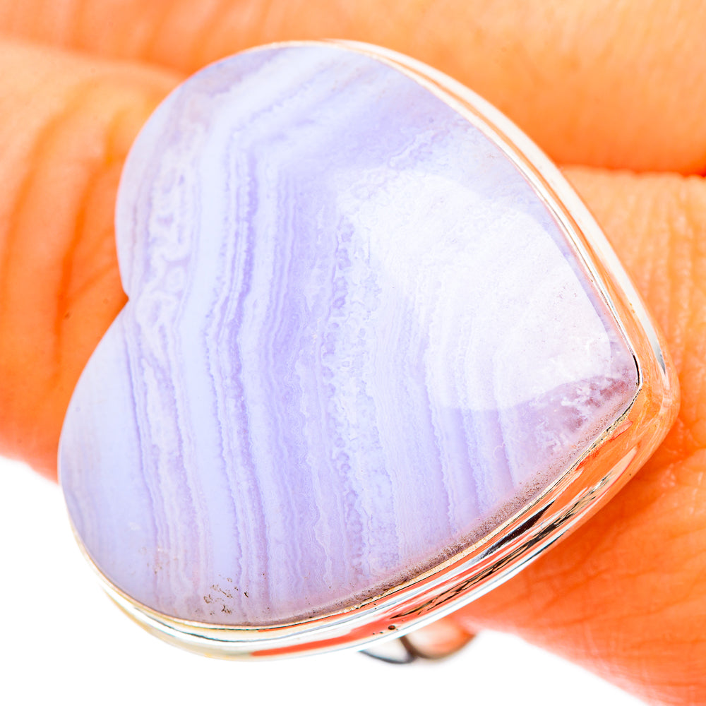 Blue Lace Agate Rings handcrafted by Anasilvercos - RING109448