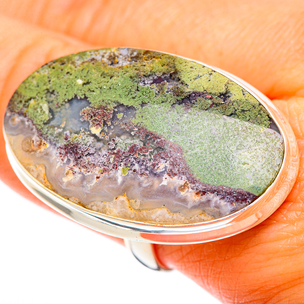 Green Moss Agate Rings handcrafted by Anasilvercos - RING109466