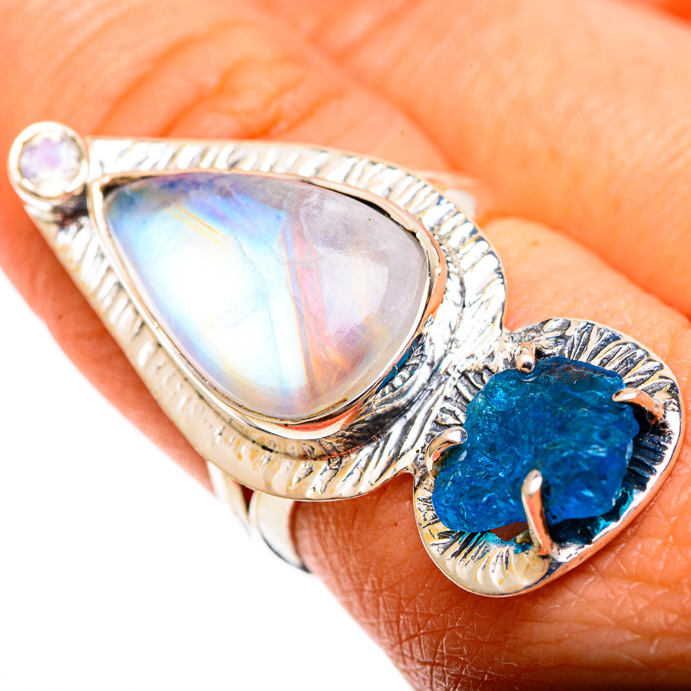 Rainbow Moonstone Rings handcrafted by Anasilvercos - RING109495