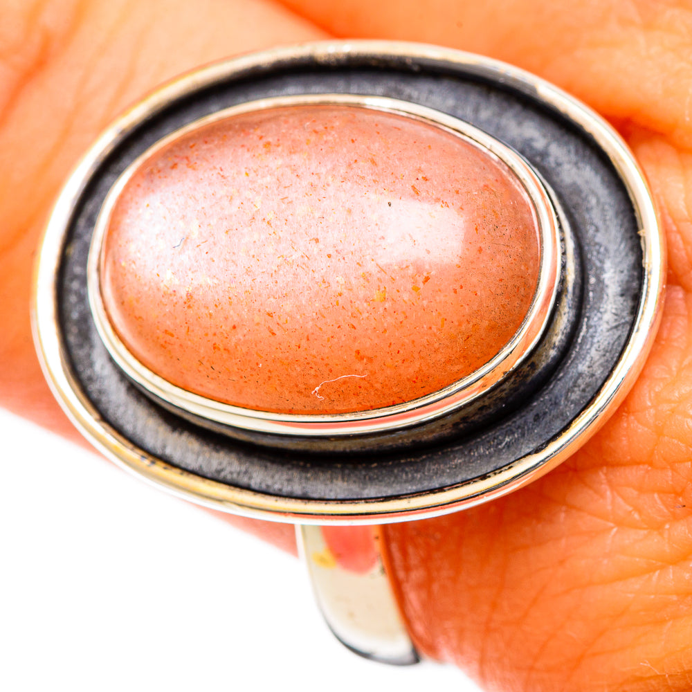 Peach Moonstone Rings handcrafted by Anasilvercos - RING109544