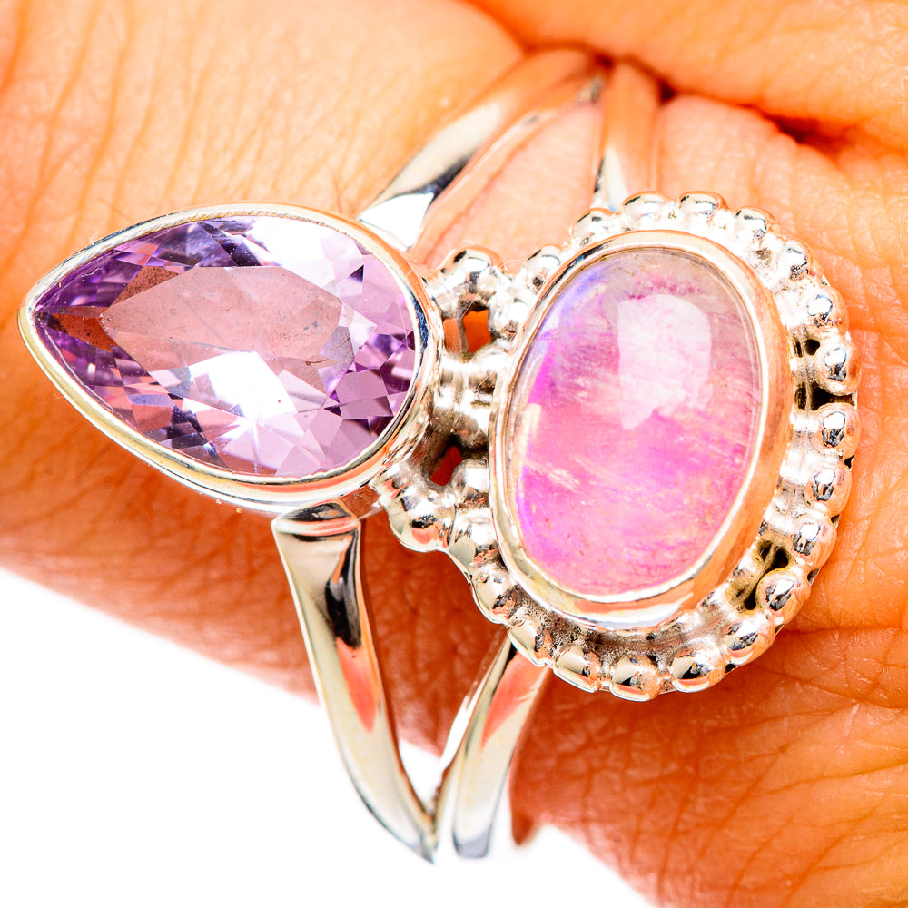 Pink Moonstone Rings handcrafted by Anasilvercos - RING109561