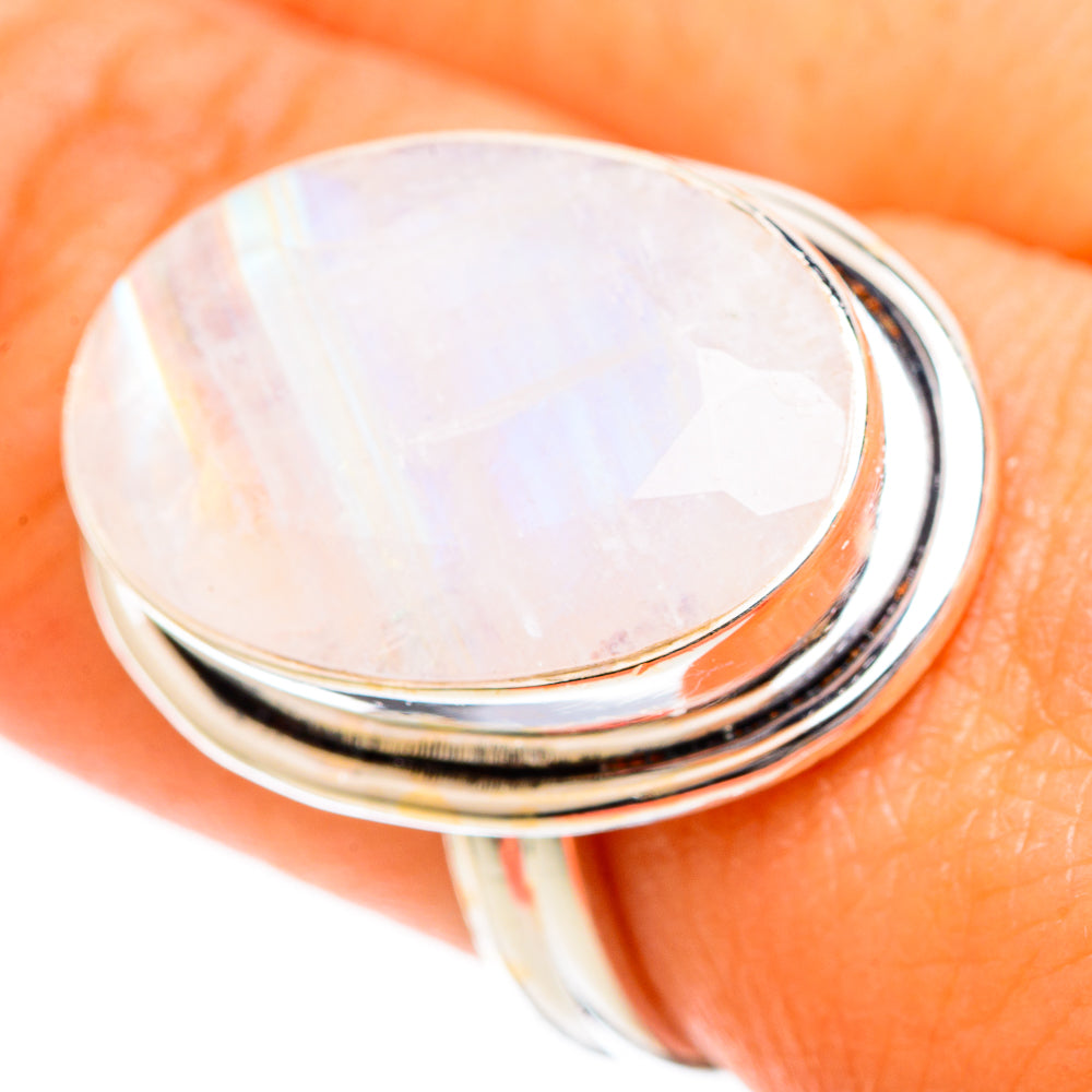 Rainbow Moonstone Rings handcrafted by Anasilvercos - RING109584