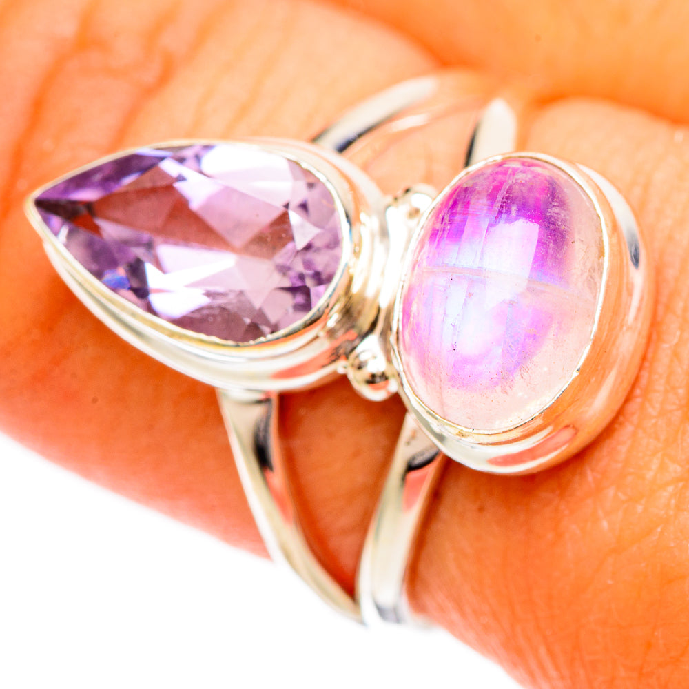 Pink Moonstone Rings handcrafted by Anasilvercos - RING109591