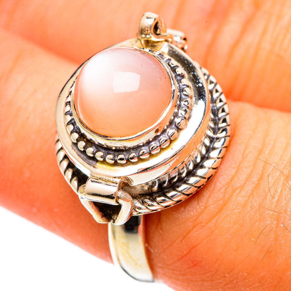 Peach Moonstone Rings handcrafted by Anasilvercos - RING109606