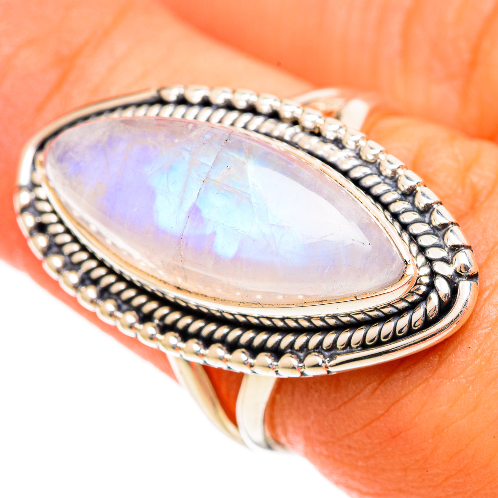 Rainbow Moonstone Rings handcrafted by Anasilvercos - RING109641