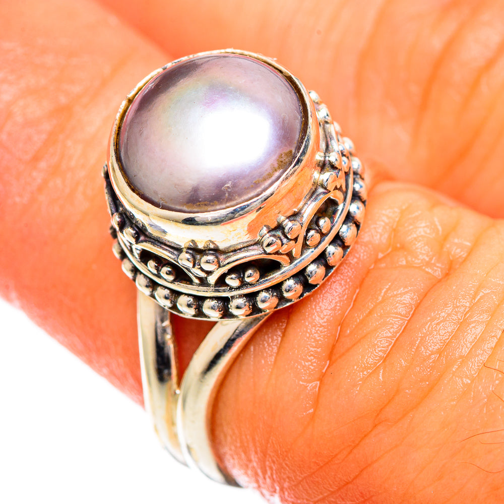 Titanium Pearl Rings handcrafted by Anasilvercos - RING109659