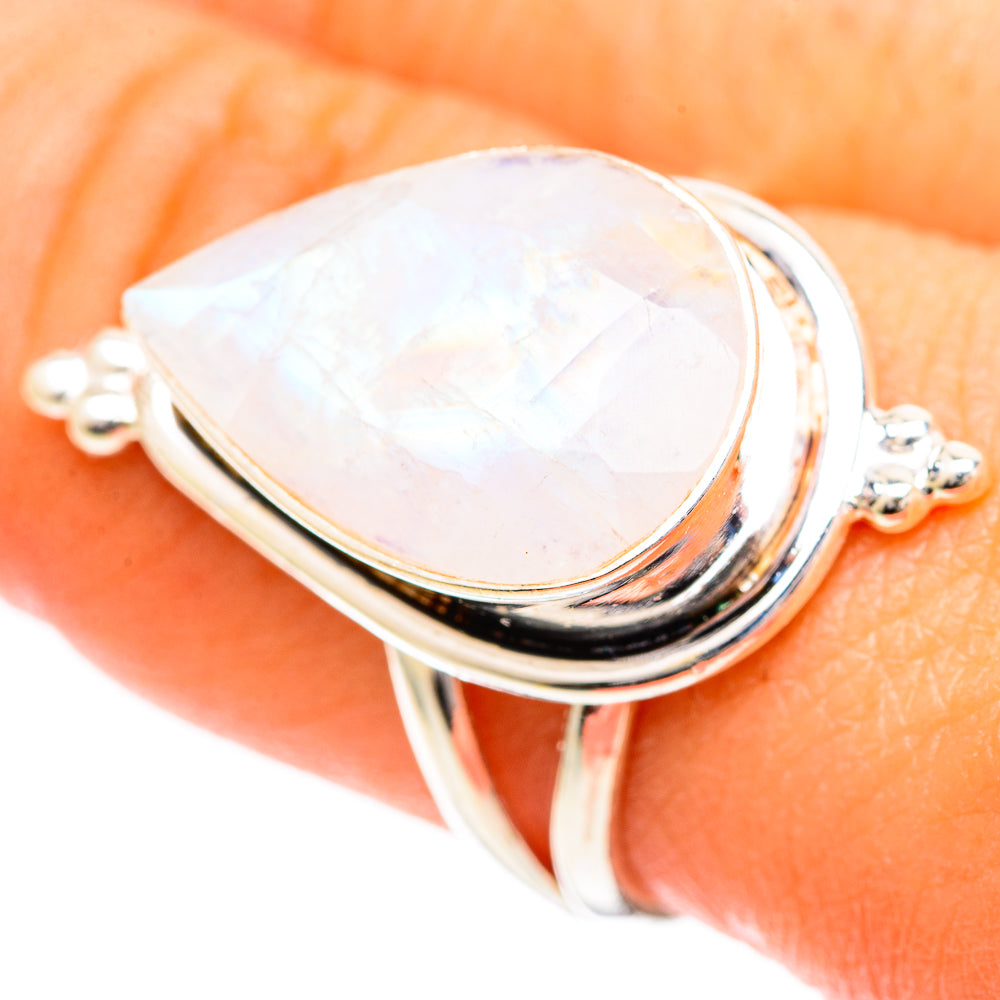 Rainbow Moonstone Rings handcrafted by Anasilvercos - RING109666