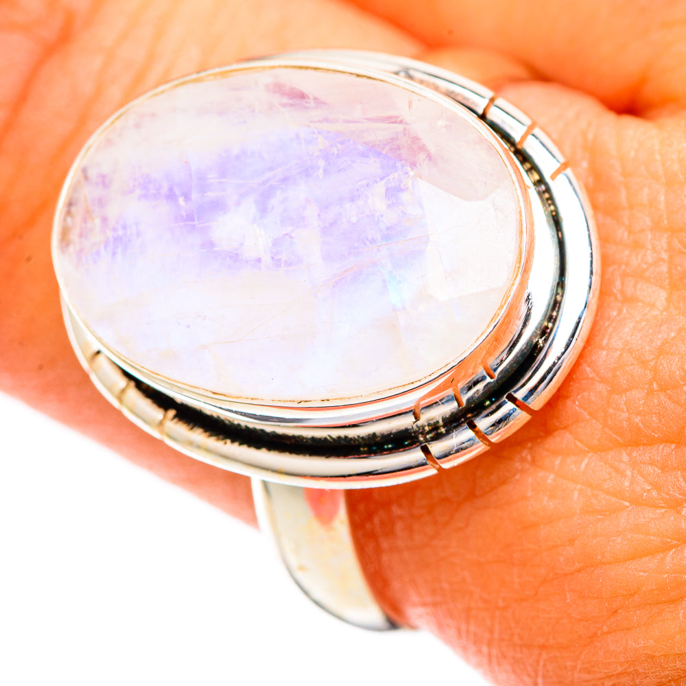 Rainbow Moonstone Rings handcrafted by Anasilvercos - RING109668