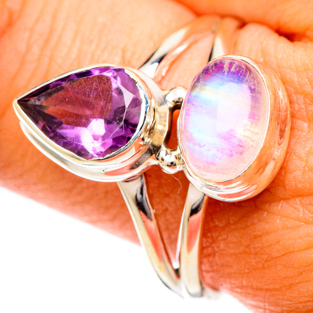 Pink Moonstone Rings handcrafted by Anasilvercos - RING109674