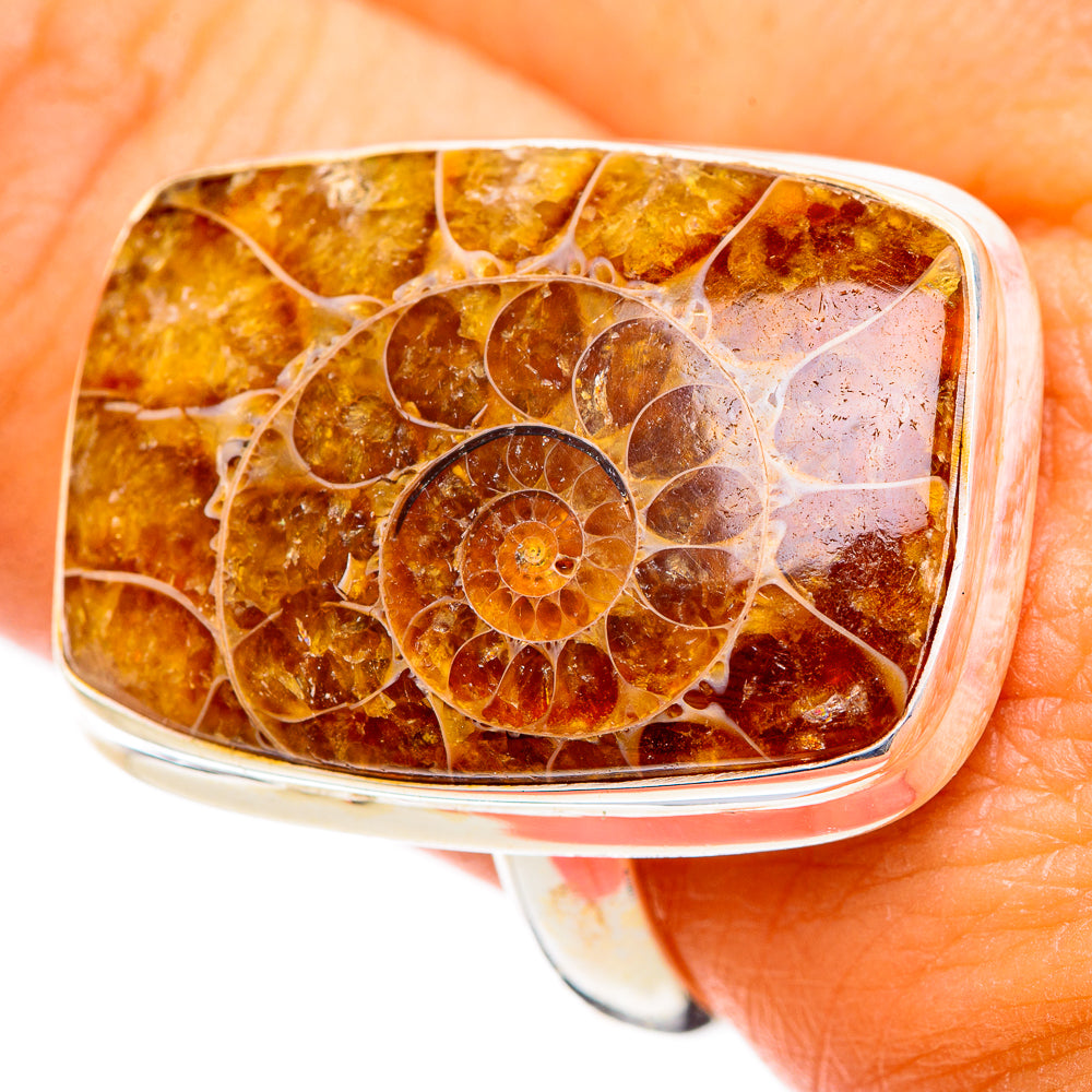 Ammonite Fossil Rings handcrafted by Anasilvercos - RING109693