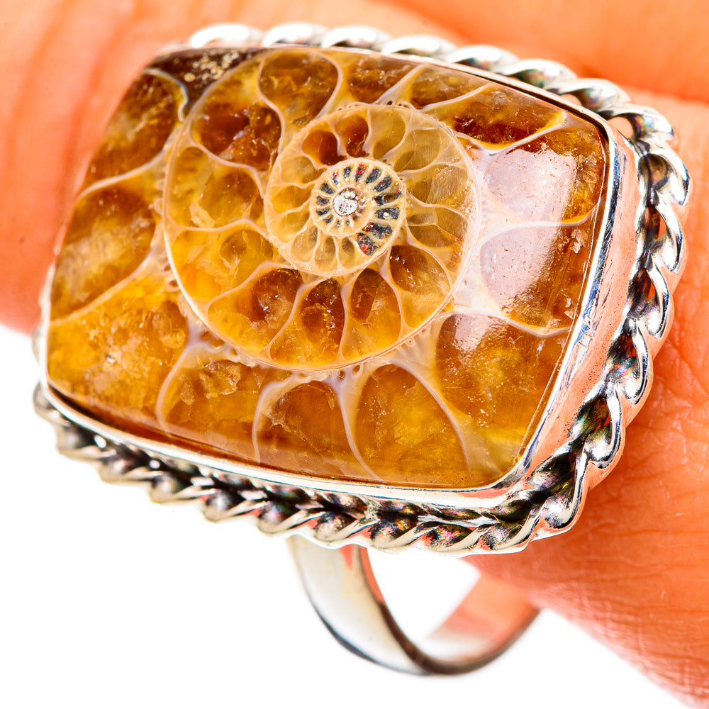 Ammonite Fossil Rings handcrafted by Anasilvercos - RING109770