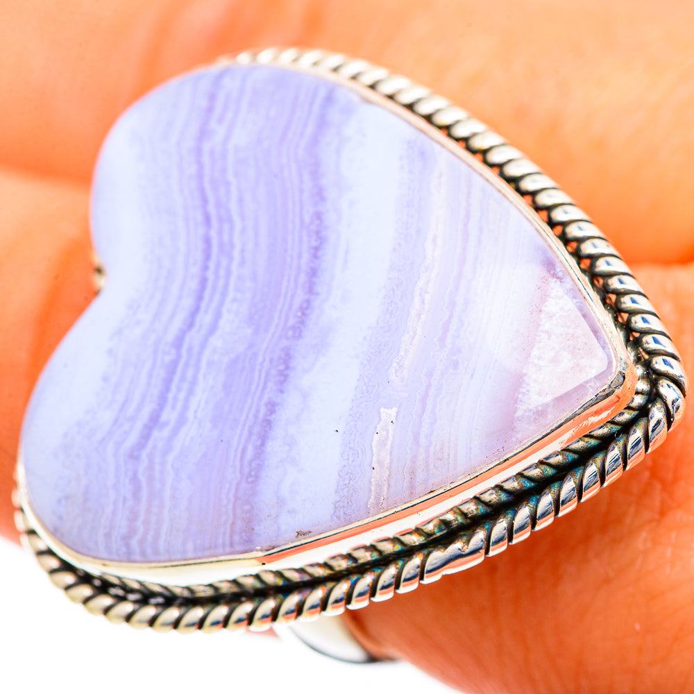 Blue Lace Agate Rings handcrafted by Anasilvercos - RING109790
