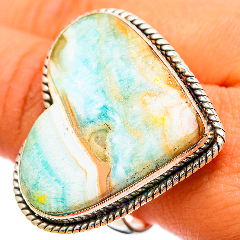 Peruvian Amazonite Rings handcrafted by Anasilvercos - RING109798