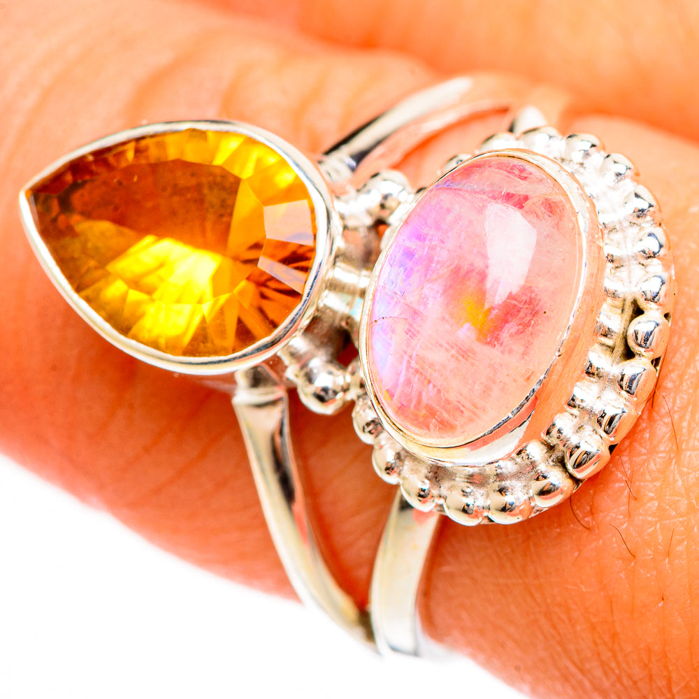 Pink Moonstone Rings handcrafted by Anasilvercos - RING109853