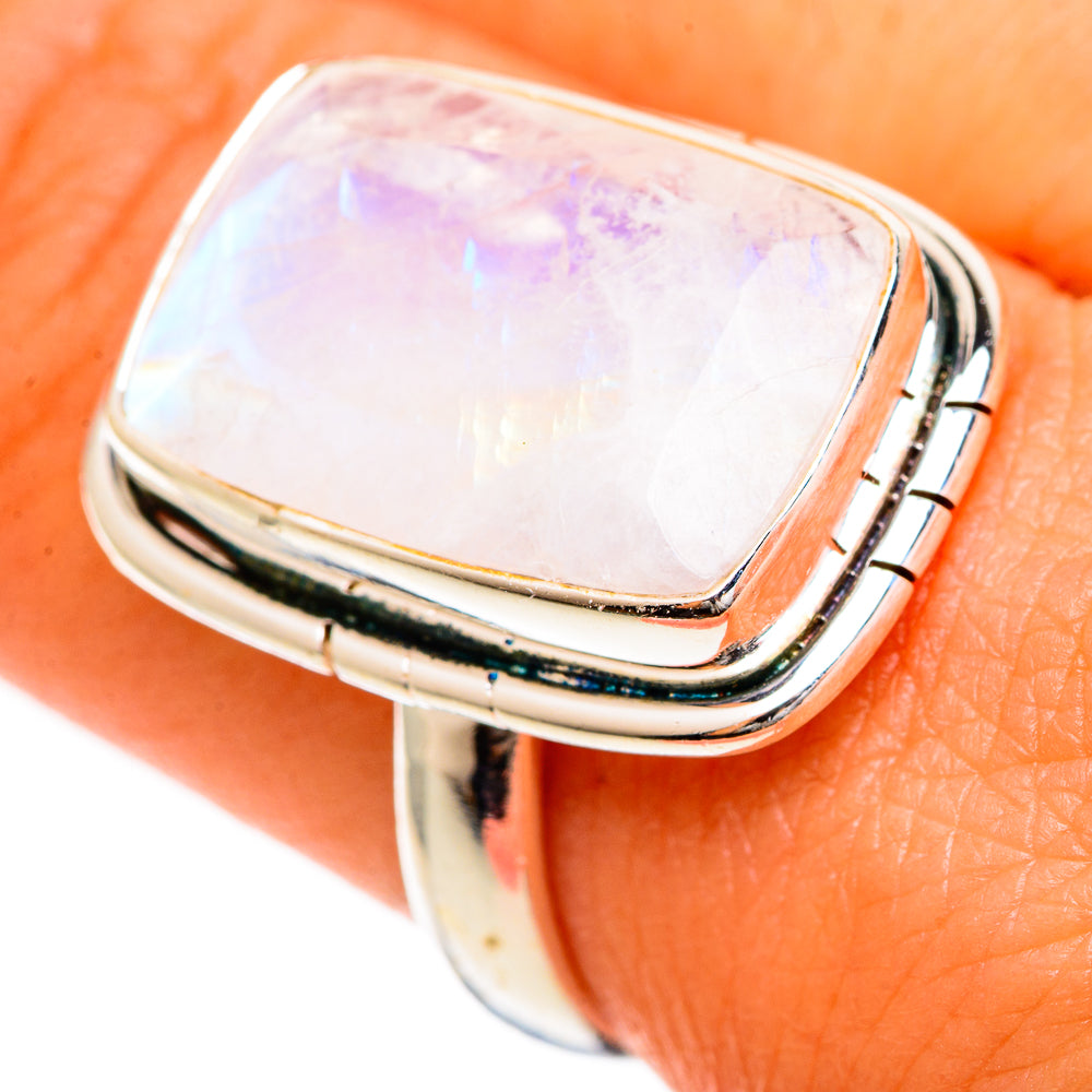 Rainbow Moonstone Rings handcrafted by Anasilvercos - RING109863