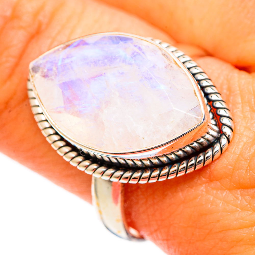 Rainbow Moonstone Rings handcrafted by Anasilvercos - RING109864