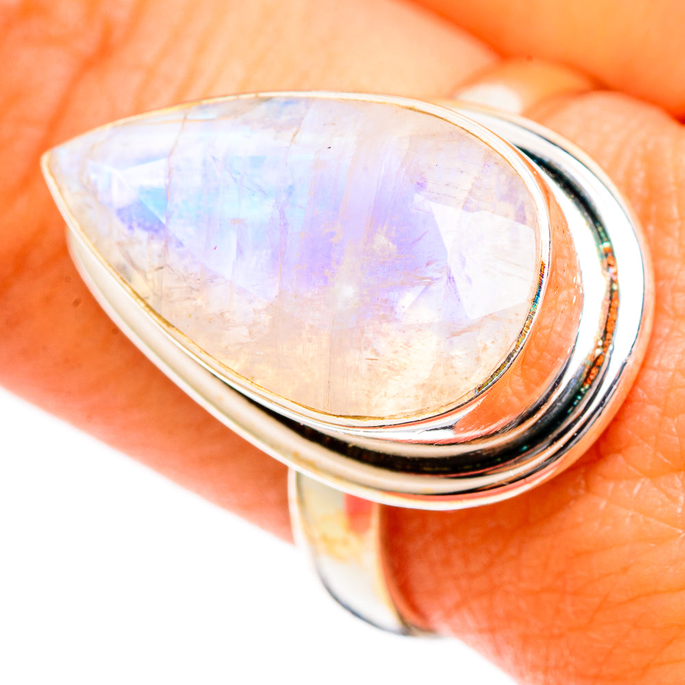 Rainbow Moonstone Rings handcrafted by Anasilvercos - RING109867