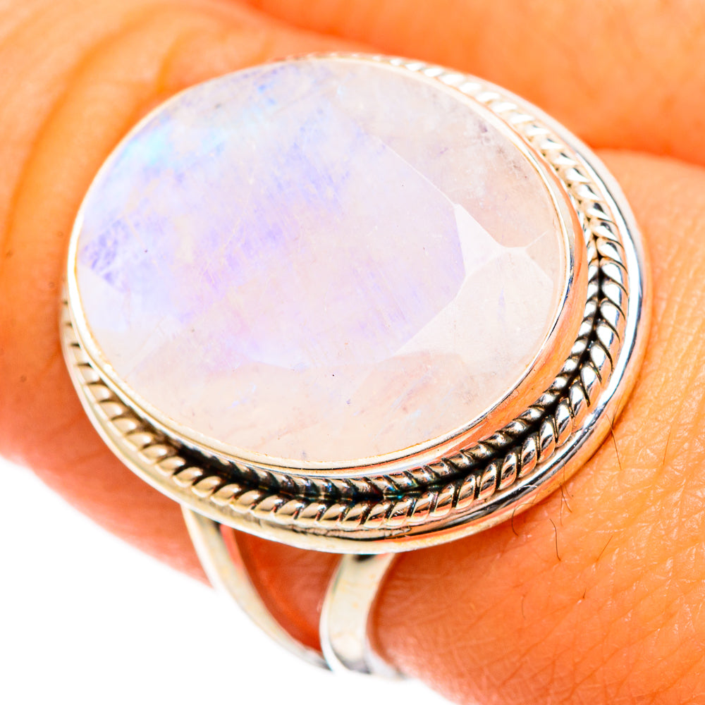 Rainbow Moonstone Rings handcrafted by Anasilvercos - RING109893