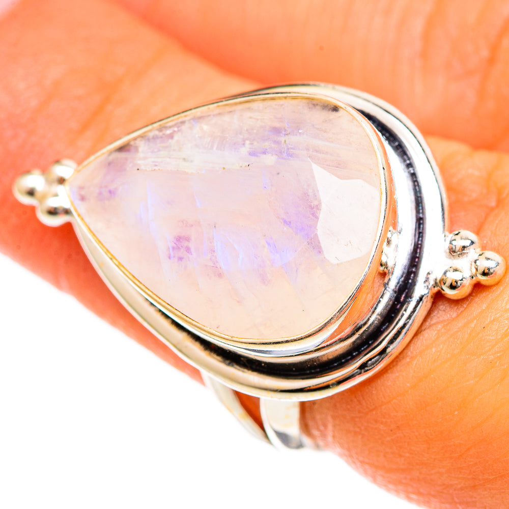 Rainbow Moonstone Rings handcrafted by Anasilvercos - RING109894