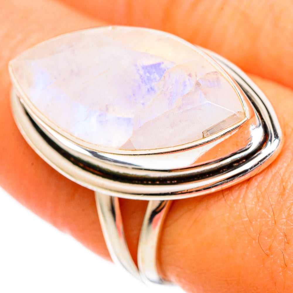 Rainbow Moonstone Rings handcrafted by Anasilvercos - RING109895