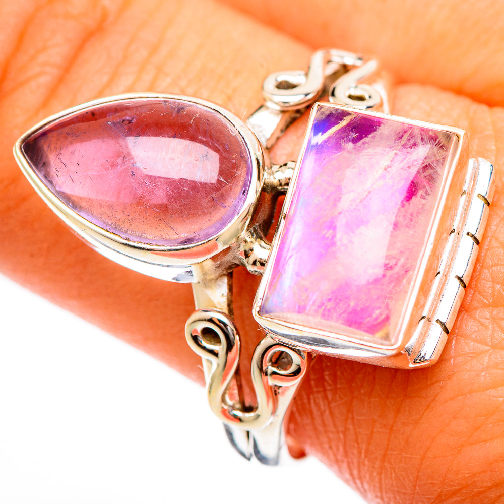 Pink Moonstone Rings handcrafted by Anasilvercos - RING109898