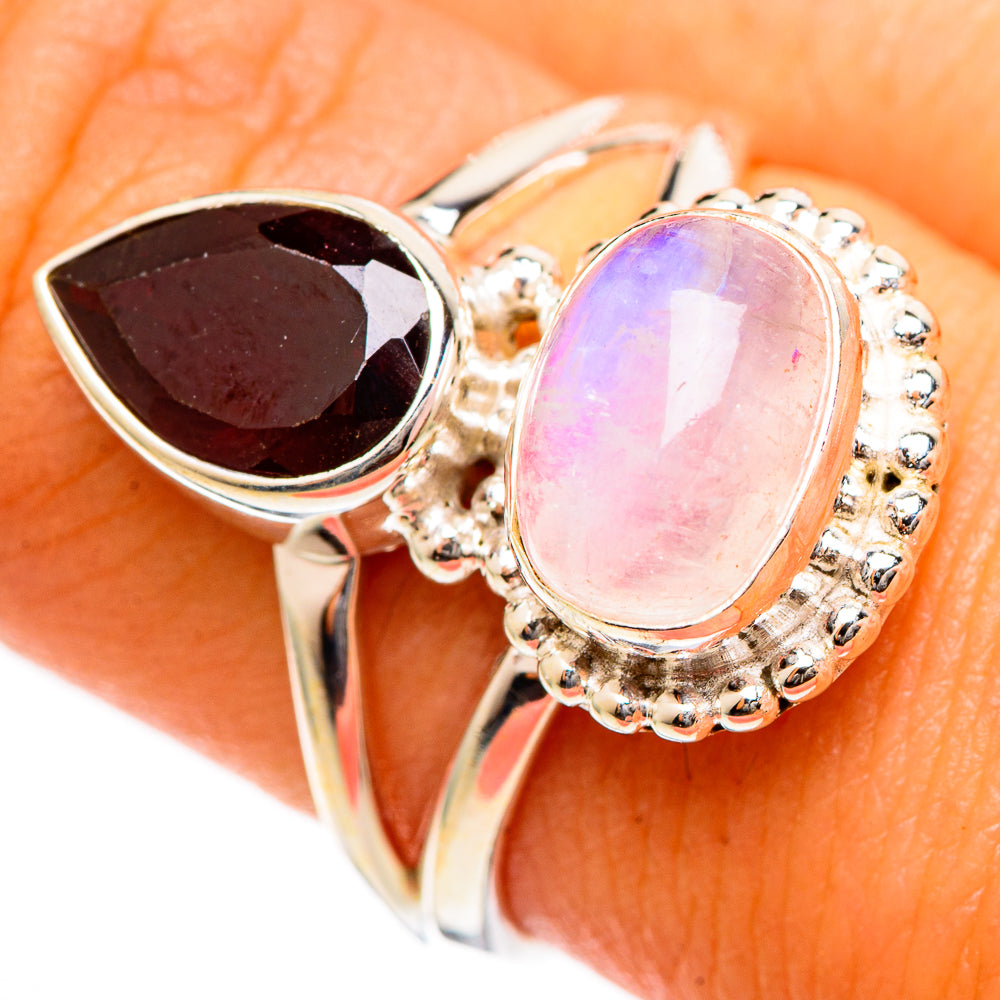 Pink Moonstone Rings handcrafted by Anasilvercos - RING109900