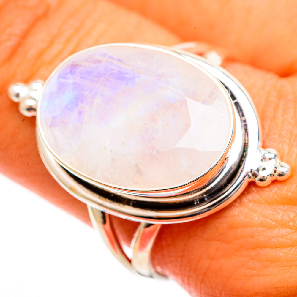 Rainbow Moonstone Rings handcrafted by Anasilvercos - RING109951