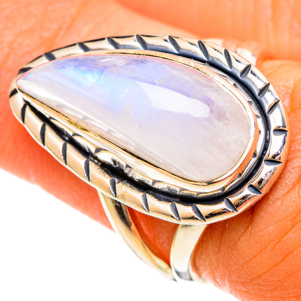 Rainbow Moonstone Rings handcrafted by Anasilvercos - RING109954