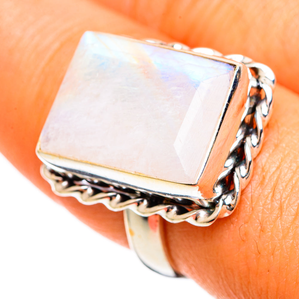 Rainbow Moonstone Rings handcrafted by Anasilvercos - RING109973