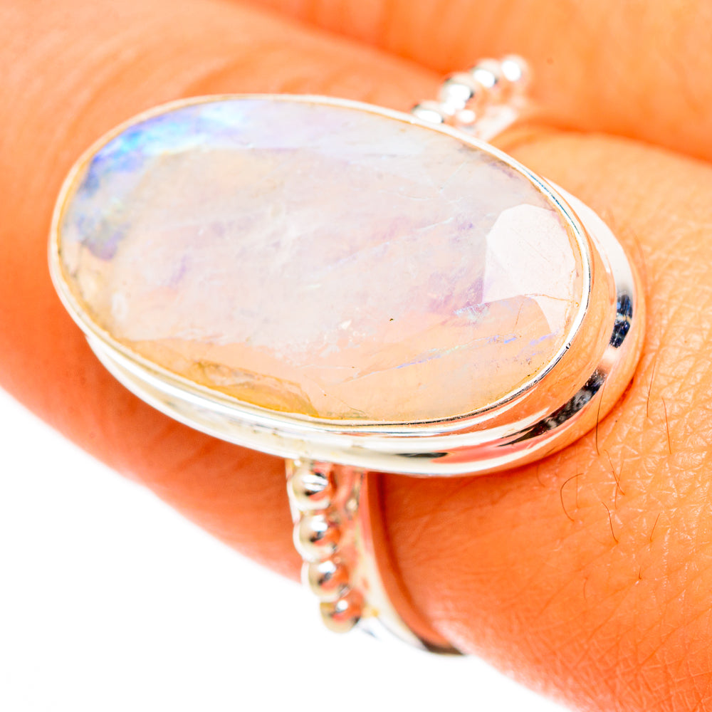 Rainbow Moonstone Rings handcrafted by Anasilvercos - RING109974