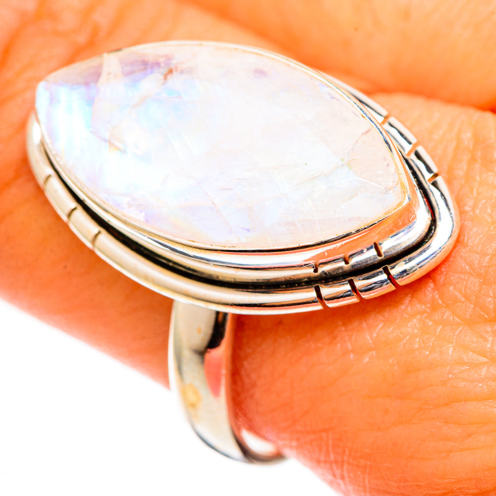 Rainbow Moonstone Rings handcrafted by Anasilvercos - RING109975