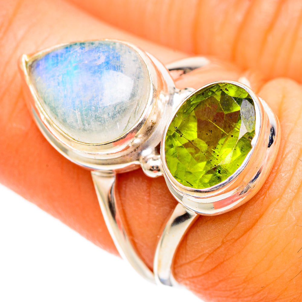 Rainbow Moonstone Rings handcrafted by Anasilvercos - RING109988