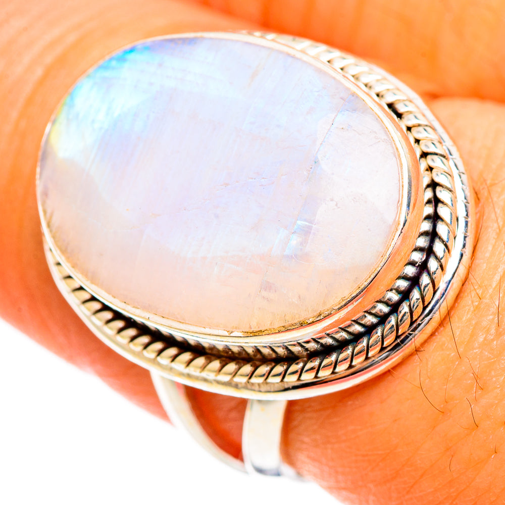 Rainbow Moonstone Rings handcrafted by Anasilvercos - RING110002
