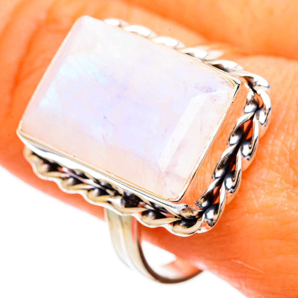 Rainbow Moonstone Rings handcrafted by Anasilvercos - RING110006